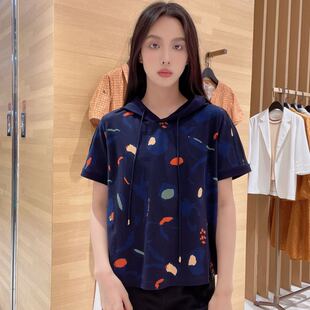 菲姿 T恤F3B535 女士印花连帽简约短袖