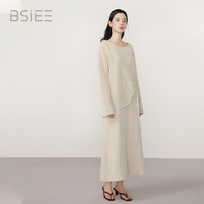 本涩杂纱抽绳罩衫吊带套F2543D03