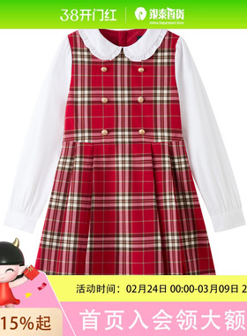 【新年款】eland kids衣恋童装女童连衣裙2026年春季格纹裙子EKOWG1122B