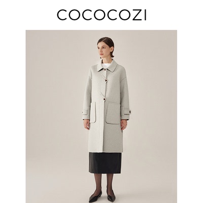 COCOCOZI秋季大衣女宽松显瘦毛呢外套253CO521D