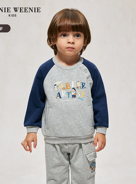 TeenieWeenie Kids小熊童装24秋季男宝索罗娜插肩袖卫衣T0MW244933K
