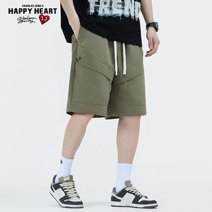 潮牌五分中裤 男女同款 24146CH420289G 梭织短裤 查尔斯桃心大口袋宽松直筒工装