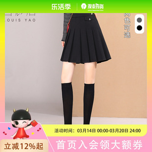 白鹿语高腰ins风百褶裙秋款学院风加厚短款伞裙时尚减龄半身裙HL10178