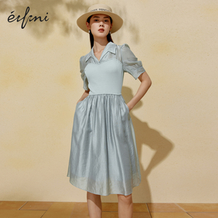 伊芙丽 女士拼接简约清新连衣裙1E5191401