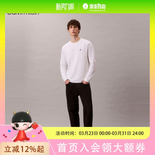 CK Jeans25秋季男士休闲通勤刺绣纯棉圆领打底长袖T恤4RD247G