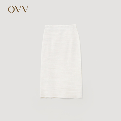 OVV2024 简约基础休闲开衩直筒针织半身裙GQAZJ14002A