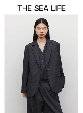 欧海一生 老钱风西装女2025秋宽松休闲通勤外套21219