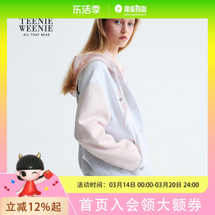 TeenieWeenie小熊女装卫衣2025年秋季活力少女感拼接连帽外套