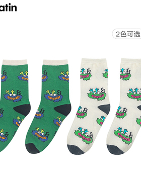 马拉丁童装儿童袜子春男大童趣味提花中筒袜11415W226S