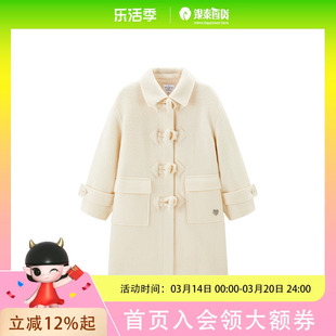 【LOTSYOU联名】乐町2024冬季纯羊毛呢白色大衣外套C1AAE4406