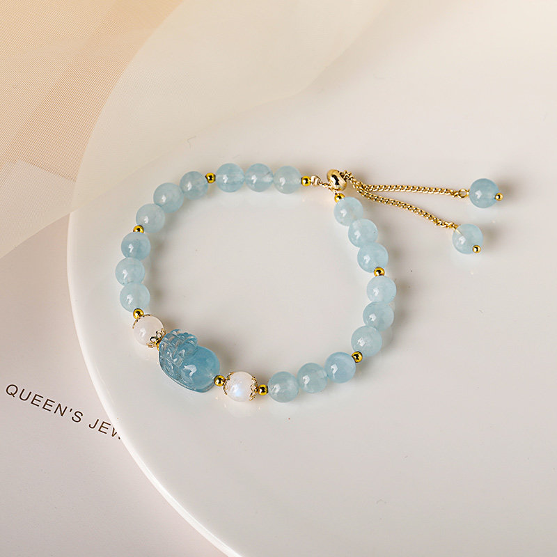银时代海蓝宝石貔貅挂件手链H12Q900827600