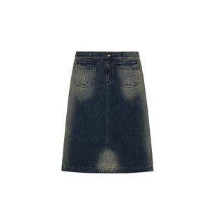 ASH女装秋季JORYA复古水洗牛仔A字半裙女中长款裙子AP3E2FD5009