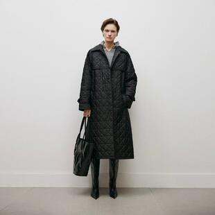 MM麦檬23年冬简约时尚 翻领棉服女5EA280931 收腰轻盈长款