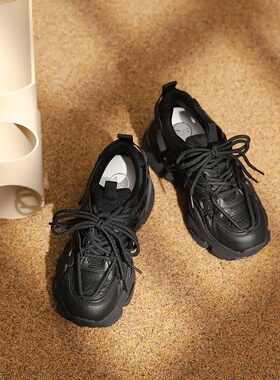 Safiya/索菲娅2024秋冬加绒爆款烫钻系带增高厚底休闲运动老爹鞋 SF44112439