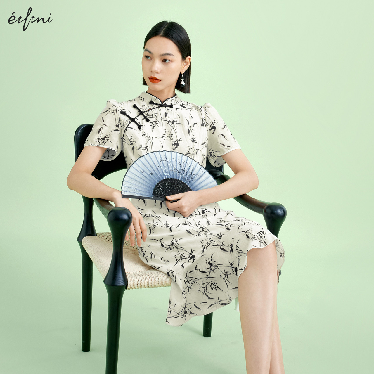 伊芙丽女士温柔典雅中国风盘扣连衣裙1F6391841