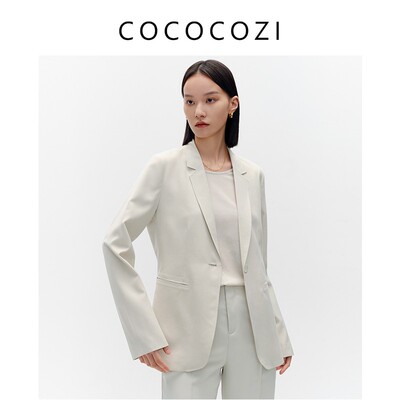 COCOCOZI桑蚕丝英伦风西装女简约修身垂坠感气质外套231CO057