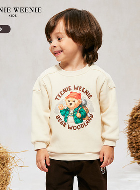 TeenieWeenie Kids小熊童装24秋冬男宝印花圆领套头加绒卫衣T0MW244T35K