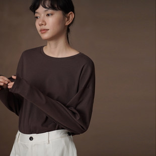 哈齿小姐  T恤 宽松短款长袖圆领 上衣