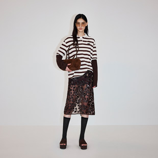 T恤2026春季 OCHIRLY欧时力 长绒棉假两件条纹polo领长袖