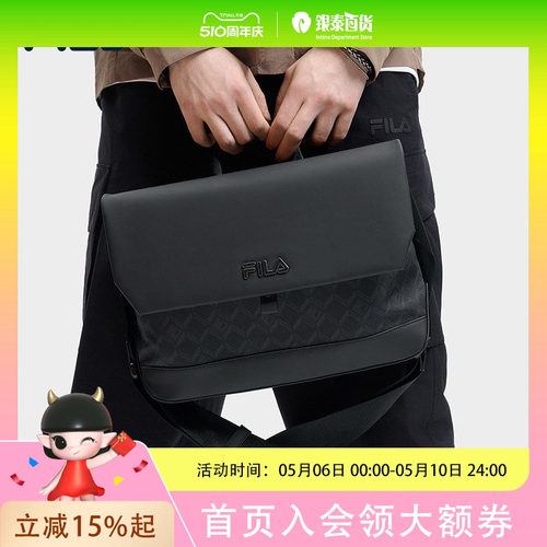 黑武士挎包|FILA 斐乐男包老花夏季邮差包时尚单肩斜挎包F13M628109F