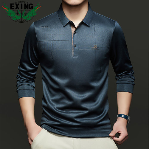 EXING男士春秋时尚休闲翻领POLO衫