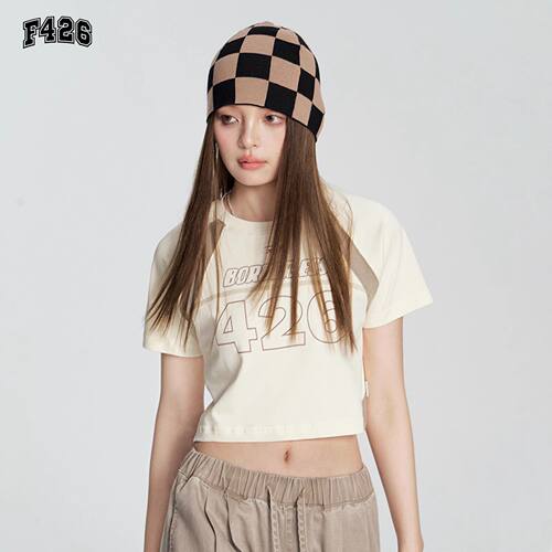 F426国潮牌情侣嘻哈夏季短款字母logo拼接短袖T恤BDDX24SS-5812