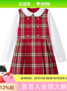 【新年款】eland kids衣恋童装女童连衣裙2026年春季格纹裙子EKOWG1122B