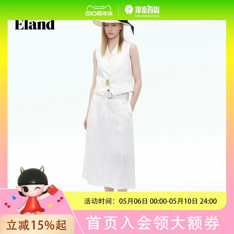 Eland衣恋马夹女干练通勤西服马甲无袖修身上衣2026春夏新款EEVWG24E01