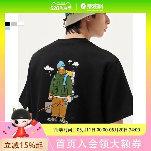 gxg.jeans男装 后背趣味印花潮流宽松圆领短袖T恤男生J25D442023