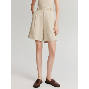 摩登休闲简约清爽短裤 款 EK48664 女2024年夏季 ELLE视觉显瘦文艺感阔腿裤