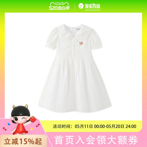 PawinPaw卡通小熊童装26年夏款女童泡泡袖连衣裙可爱