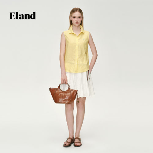 【100%棉】Eland衣恋半身裙女纯色A字裙薄款白色短裙2026夏季