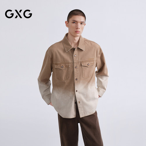 GXG男装  翻领牛仔长袖衬衫  G26XE91005