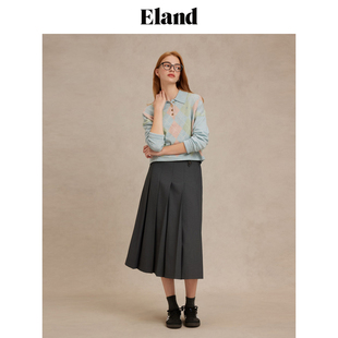 上衣2025春季 绞花衫 型经典 Eland衣恋女甜美风合体版