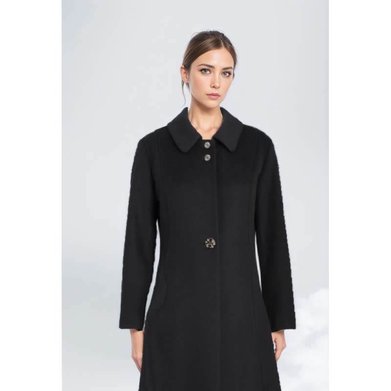 菲姿西装领纯色口袋修身毛呢外套F3W723