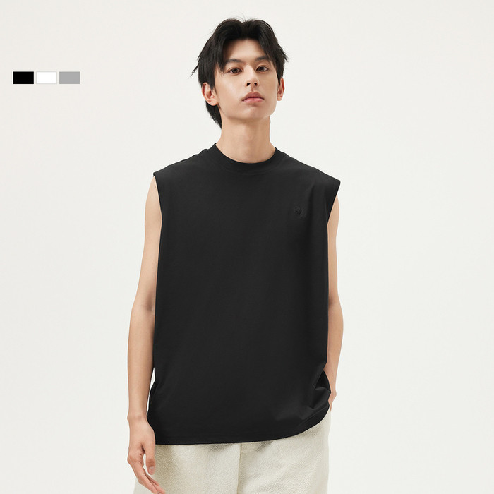 gxg.jeans男装 多色个性刺绣宽松圆领无袖背心男 25年夏新品