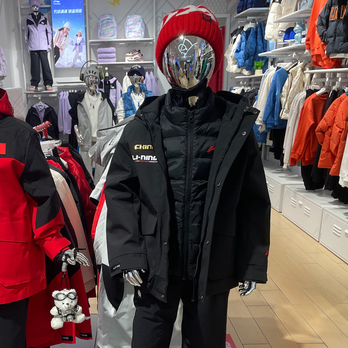 李宁儿童国标LOGO三合一(内-短羽绒服/外-运动风衣)青少年男女同款YWBW007