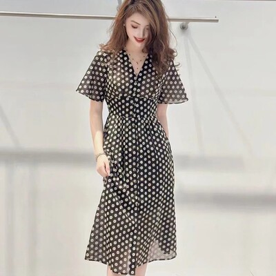 蒂言DIYAN时尚收腰长款连衣裙D424309