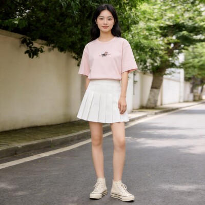 Teenie Weenie夏季多色趣味刺绣短袖T恤女慵懒风舒适透气圆领基础款上衣TTRW26M301Z