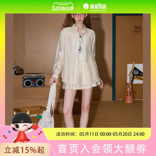 coolhut美式复古休闲宽松衬衫短裤套装2025春季两件套