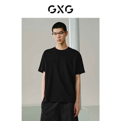 GXG男装 商场同款黑色宽松潮流短袖T恤 2024年夏季新品G24X442037