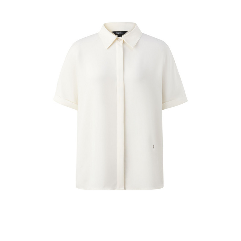 【桑蚕丝】PRICH简约真丝短袖衬衫2025夏季翻领休闲上衣女