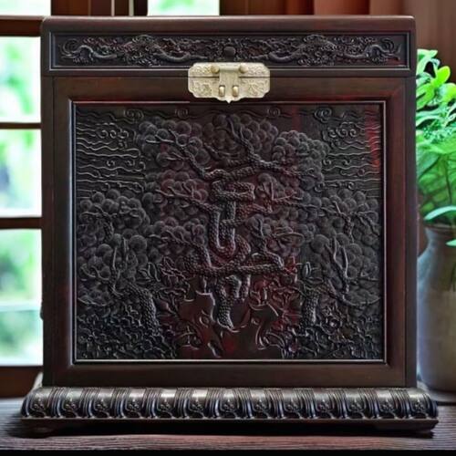 奢侈品红酸枝故宫复刻款明嘉靖松寿云龙箱收纳盒柜首饰盒