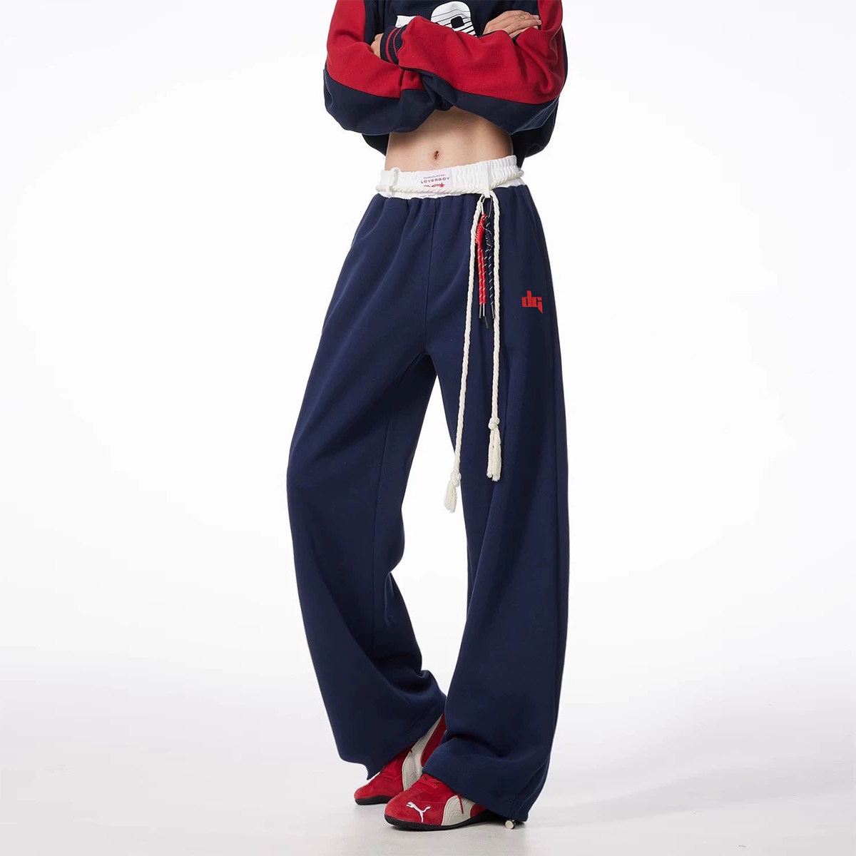 YISU 艺甦 复古撞色绑带运动裤男女宽松阔腿卫裤嘻哈爵士情侣裤子,女装/女士精品,休闲裤,淘宝优惠券,粉丝福利购,淘宝优惠卷