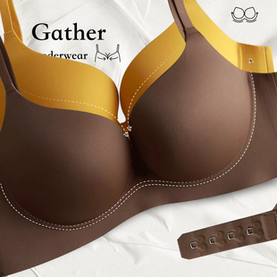 无痕美背内衣女一片式 小胸聚拢显大大露背加厚细肩带无钢圈文胸罩