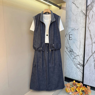 2026新款 春季 时尚 工装 打底T恤 胖妹妹大码 马甲半身裙搭配短袖 女装