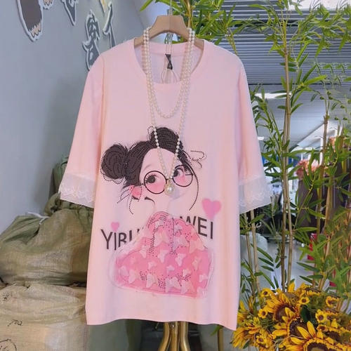 胖妹妹卡通女孩烫钻字母