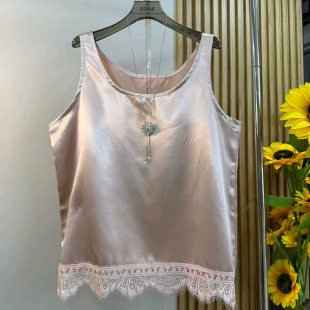 女装 胖妹妹气质百搭遮肉吊带上衣大码 拼接蕾丝坎肩2026新款 新中式