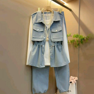 2026新款 春季 韩系时尚 气质收腰显瘦马甲裤 胖妹妹大码 子打底衫 女装