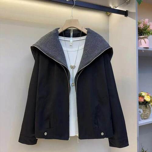 胖妹妹加肥针织披肩领长